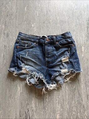 Celebrity Pink Dark Blue Distressed Denim Cutoff Shorts